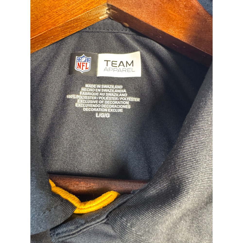 NFL Team Apparel Pittsburgh Steelers Polo Shirt Mens LG Gray Yellow‎ Performance - Picture 2 of 6